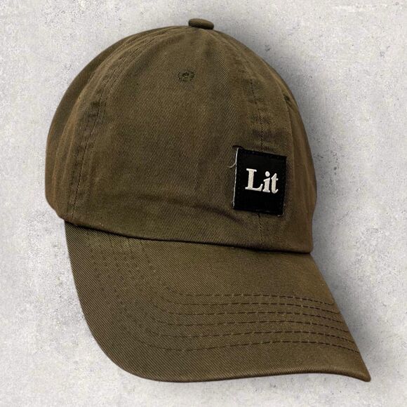 Lit Embroidered Patch Distressed Strapback Baseball Cap One Size - Picture 1 of 5